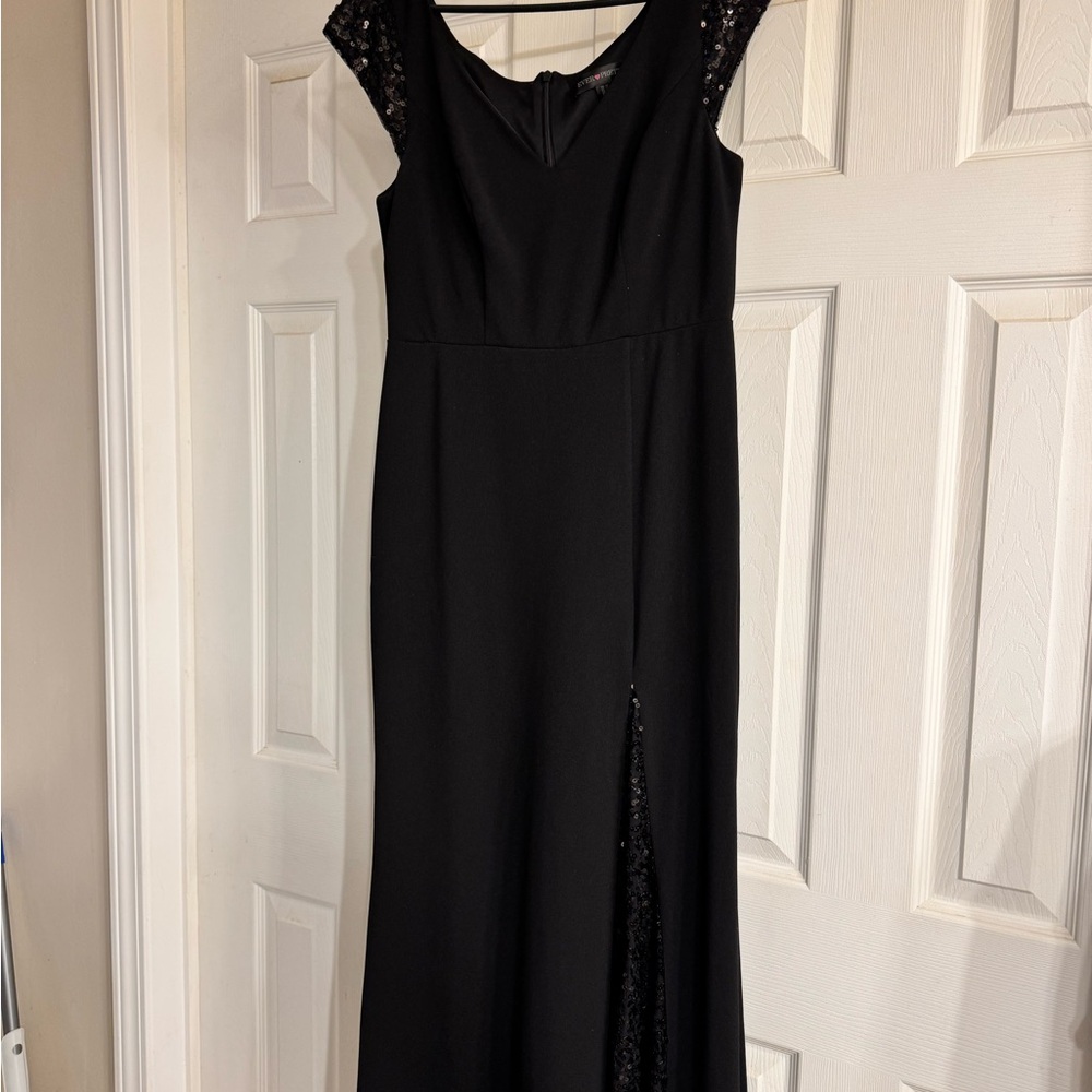 Ever Pretty Black V-Neck Slit Gown